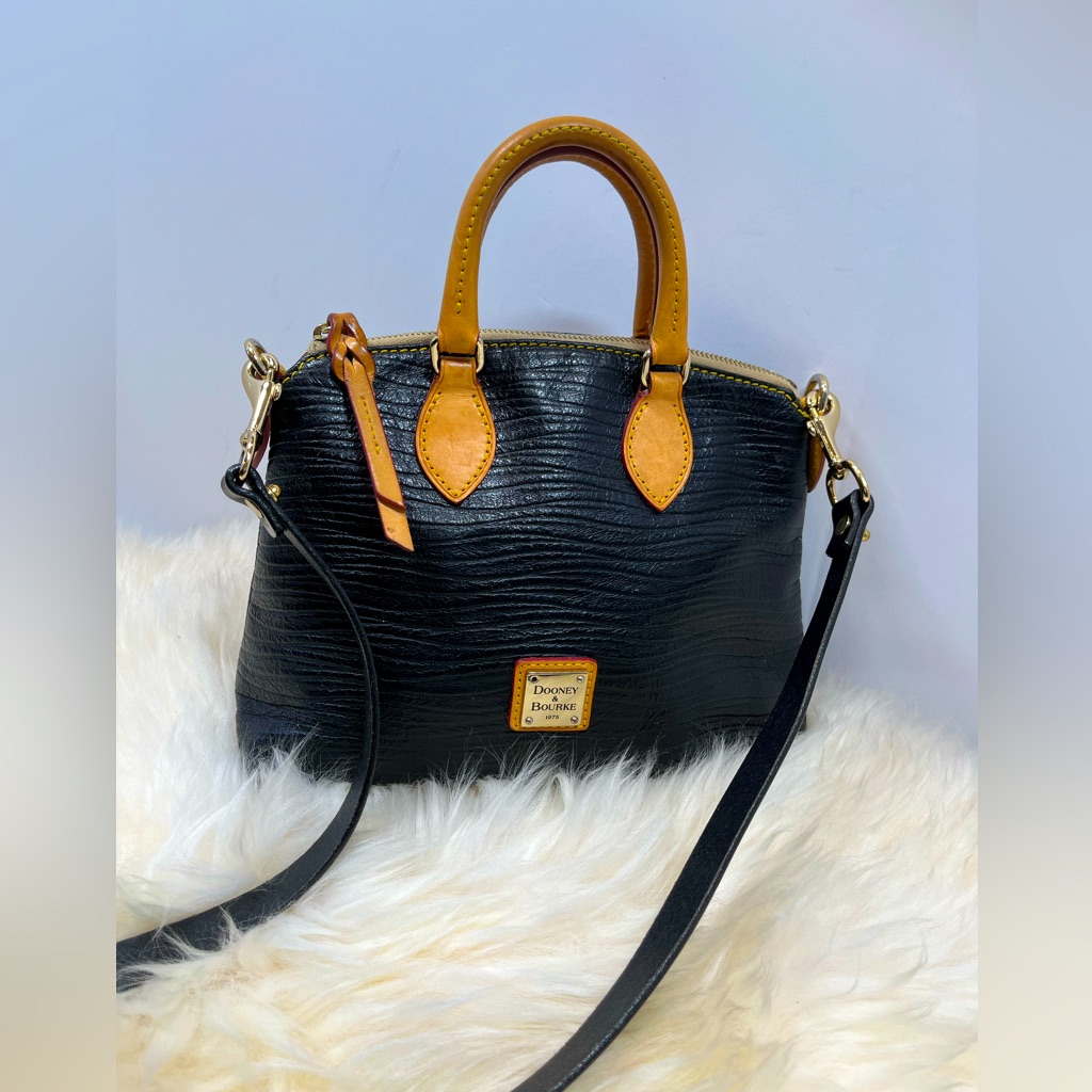 Dooney & Bourke Vintage Rare Epi Leather Black And Tan Bag